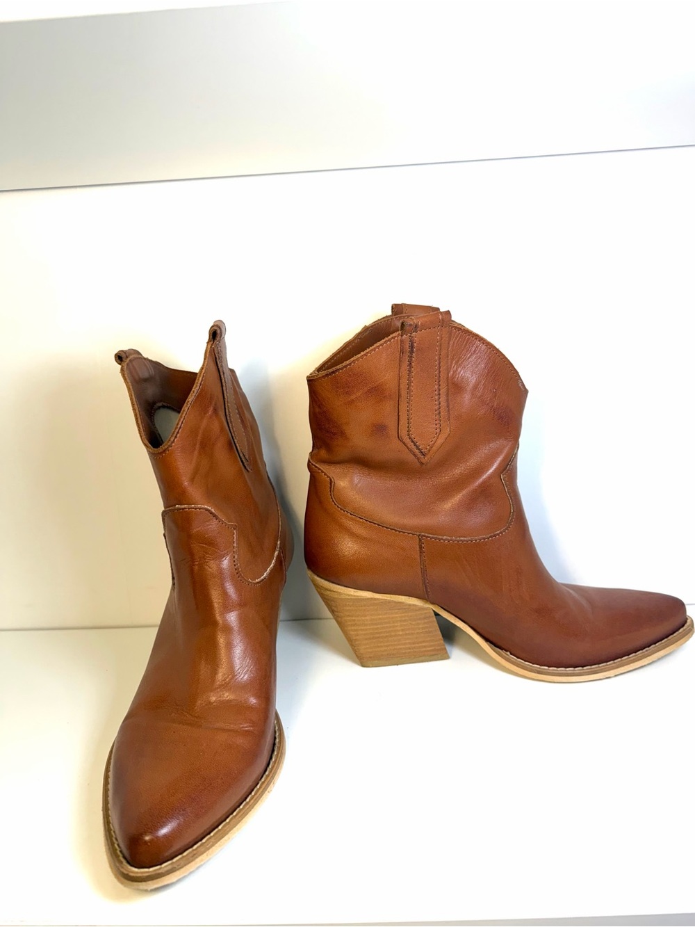 Kali Brown Leather Western Ankle Boots Made in Italy